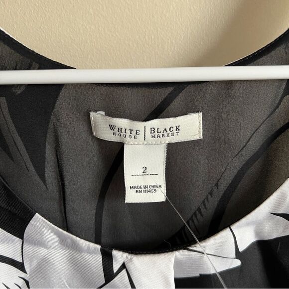 White House Black Market Patterned 100% Silk Career Tank Top - Picture 3 of 5